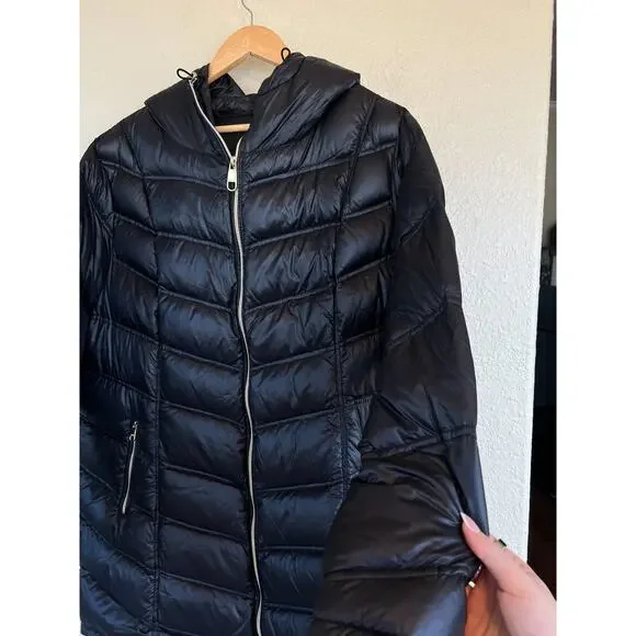 Calvin Klein Duck Feather Down Feather Down Black Longline Jacket 2X Packable - Picture 2 of 8